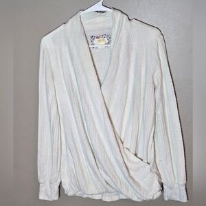 Anthropologie Meave Faux Wrap Minimalist Quiet Luxury Sweater, Medium